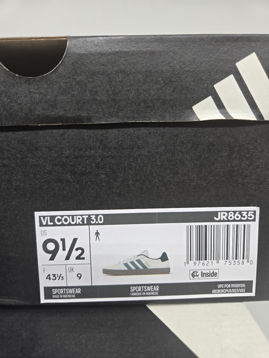 adidas Men\'s VL Court 3.0 JR8635 White Teal Shoes Size 9.5 New main image 5